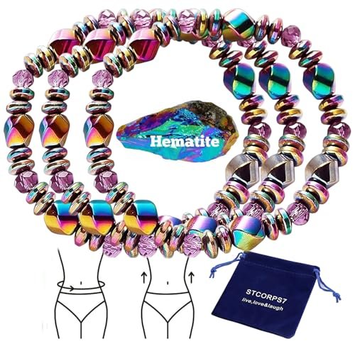 STCORPS7 Magnetarmband für Arthritis, Energie-Gesundheitsschmuck, Therapie für Schlaf, Kristallarmbänder bringen Glück, Wohlstand und Glück (3 Stück bunt), 23,9 cm