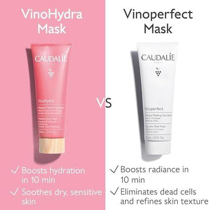 Caudalie VinoHydra Feuchtigkeitsmaske – 10-Minuten-Hydratations-Booster mit Centella Asiatica, 75 ml