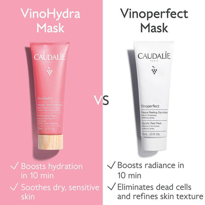 Caudalie VinoHydra Feuchtigkeitsmaske – 10-Minuten-Hydratations-Booster mit Centella Asiatica, 75 ml