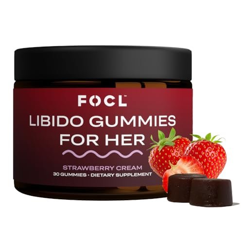 FOCL Female Libido Booster für Frauen – Steigert Verlangen, Erregung, Energie & unterstützt Hormonbalance – Bockshornklee, Grüner Tee (30 Gummies, Erdbeer-Sahne)