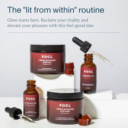 FOCL Female Libido Booster für Frauen – Steigert Verlangen, Erregung, Energie & unterstützt Hormonbalance – Bockshornklee, Grüner Tee (30 Gummies, Erdbeer-Sahne)