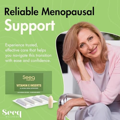 Seeq Wellness Vitamin-E-Zäpfchen – Linderung bei vaginaler Trockenheit und Reizungen – Unterstützung in den Wechseljahren – Natürliche Intimpflege – 35 IE – 24 Stück