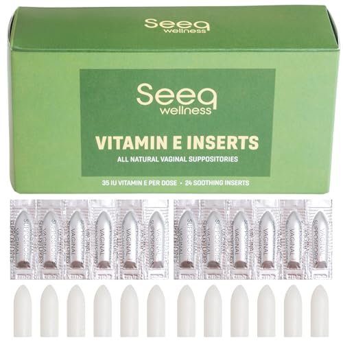 Seeq Wellness Vitamin-E-Zäpfchen – Linderung bei vaginaler Trockenheit und Reizungen – Unterstützung in den Wechseljahren – Natürliche Intimpflege – 35 IE – 24 Stück
