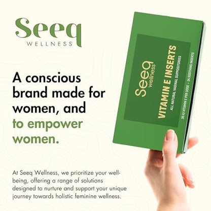 Seeq Wellness Vitamin-E-Zäpfchen – Linderung bei vaginaler Trockenheit und Reizungen – Unterstützung in den Wechseljahren – Natürliche Intimpflege – 35 IE – 24 Stück