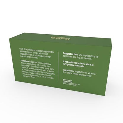 Seeq Wellness Vitamin-E-Zäpfchen – Linderung bei vaginaler Trockenheit und Reizungen – Unterstützung in den Wechseljahren – Natürliche Intimpflege – 35 IE – 24 Stück
