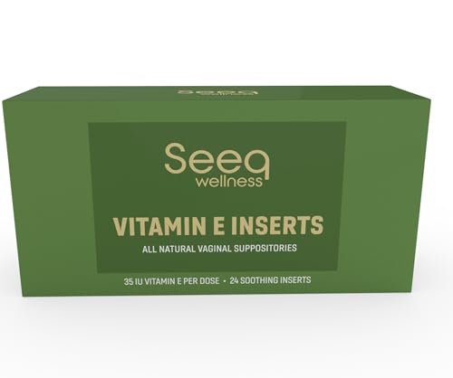 Seeq Wellness Vitamin-E-Zäpfchen – Linderung bei vaginaler Trockenheit und Reizungen – Unterstützung in den Wechseljahren – Natürliche Intimpflege – 35 IE – 24 Stück