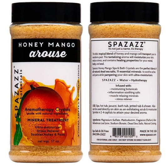 Spazazz Hot Tub Aromatherapie Badesalz Kristalle 3er-Pack - Eukalyptus Minze Belebend - Tropischer Regen Revitalisierend - Honig Mango Erregend - Botanicals Kollektion Düfte zum Entspannen im Whirlpool (17 oz)
