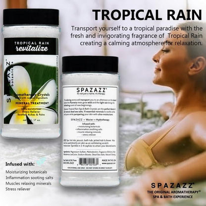 Spazazz Hot Tub Aromatherapie Badesalz Kristalle 3er-Pack - Eukalyptus Minze Belebend - Tropischer Regen Revitalisierend - Honig Mango Erregend - Botanicals Kollektion Düfte zum Entspannen im Whirlpool (17 oz)