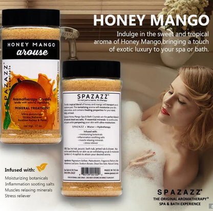 Spazazz Hot Tub Aromatherapie Badesalz Kristalle 3er-Pack - Eukalyptus Minze Belebend - Tropischer Regen Revitalisierend - Honig Mango Erregend - Botanicals Kollektion Düfte zum Entspannen im Whirlpool (17 oz)