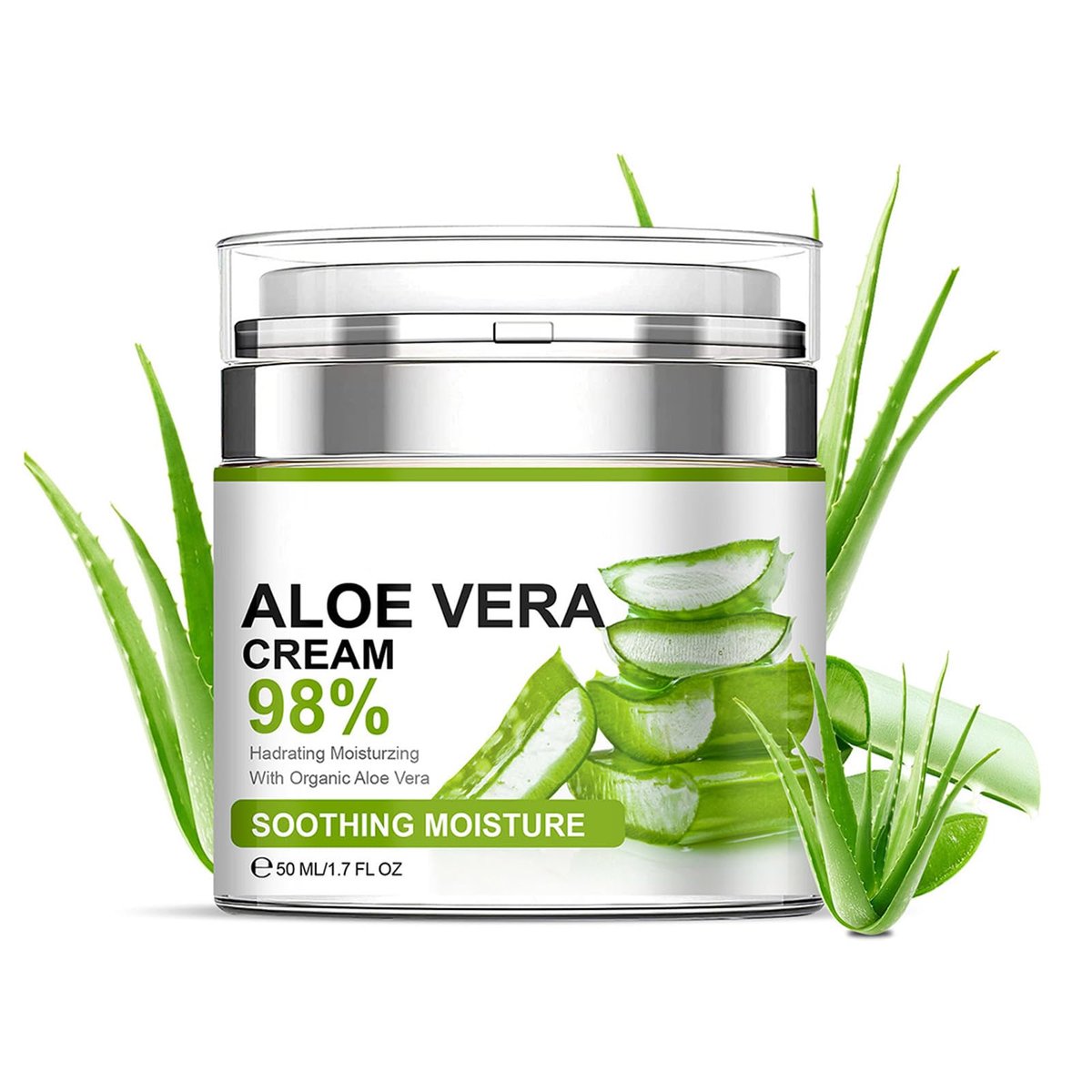 Grospe Aloe Vera Feuchtigkeitscreme Gesichtscreme, 98% Bio Aloe Vera, Anti-Falten Gesichtscreme, für trockene Haut, Aknenarben, weiche und geschmeidige Haut