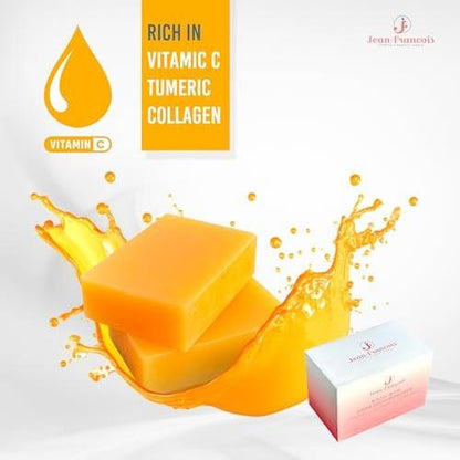 Jean-Francois Kojic Acid Dark Spot Remover Seife mit Vitamin C, Kollagen, Kurkuma - Original Japanische Komplex mit Hyaluronsäure, Vitamin E, Sheabutter, Castilien-Olivenöl (2er-Pack)