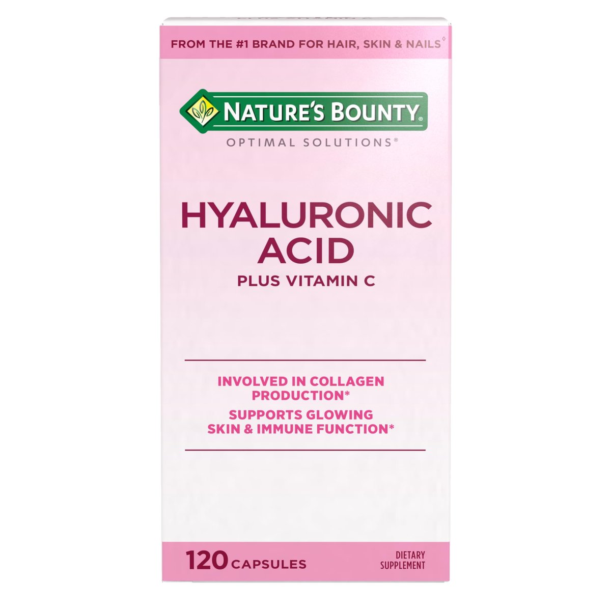 Nature's Bounty Vitamin C und Hyaluronsäure Kapseln – Für strahlende Haut, Immunsystem & Kollagenproduktion, 120 Kapseln (60 Tage Vorrat)