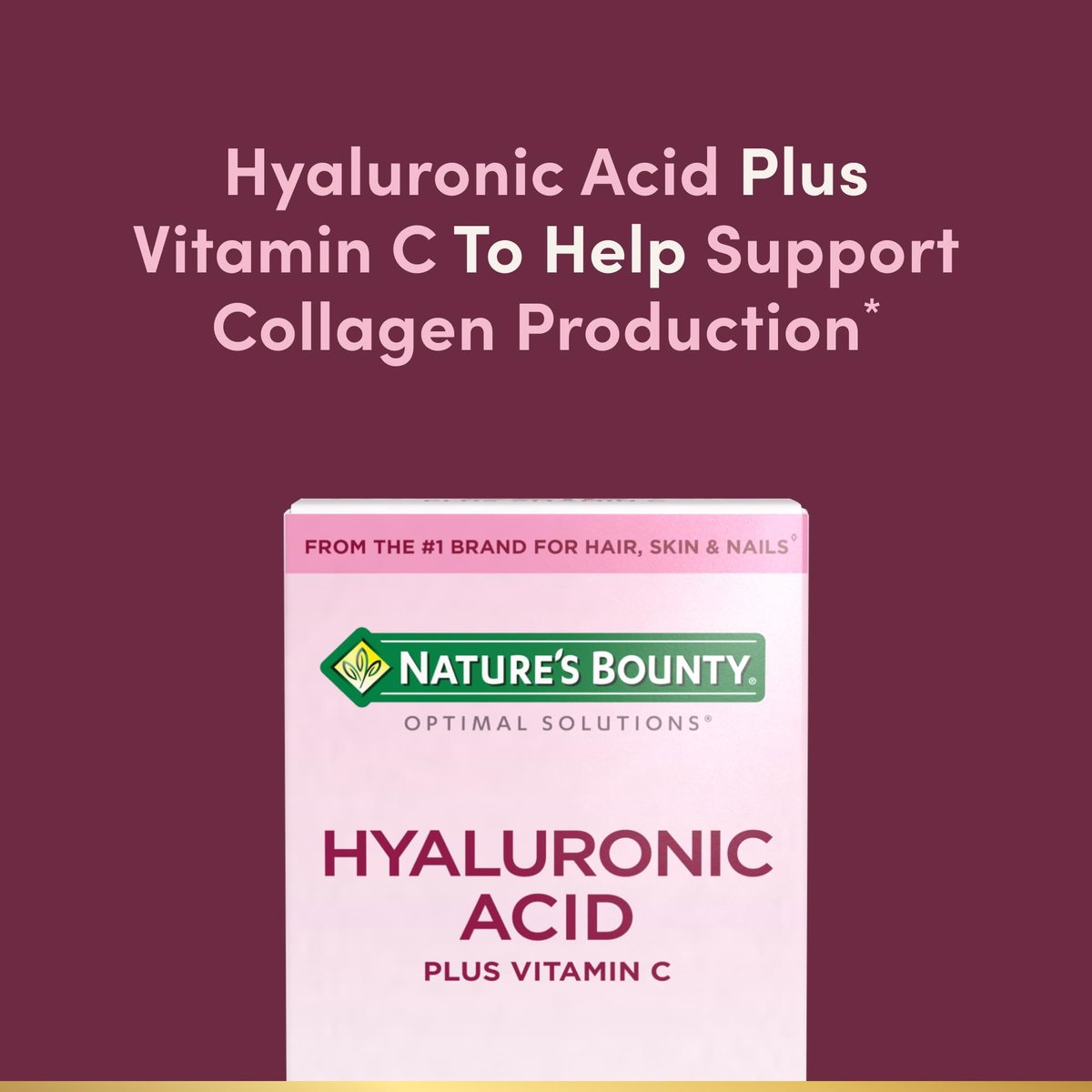 Nature's Bounty Vitamin C und Hyaluronsäure Kapseln – Für strahlende Haut, Immunsystem & Kollagenproduktion, 120 Kapseln (60 Tage Vorrat)
