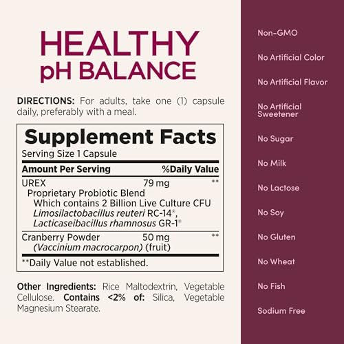 Nature's Bounty Probiotika für Frauen, Vaginale Probiotika für gesundes pH-Gleichgewicht, 2 Milliarden KBE, klinisch geprüfte Stämme, Optimal Solutions pH-Gleichgewicht Kapseln, 30 vegetarische Kapseln