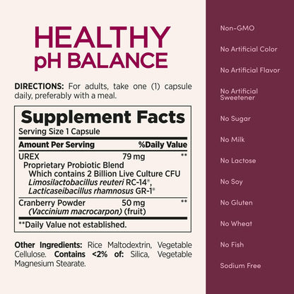 Nature's Bounty Probiotika für Frauen, Vaginale Probiotika für gesundes pH-Gleichgewicht, 2 Milliarden KBE, klinisch geprüfte Stämme, Optimal Solutions pH-Gleichgewicht Kapseln, 30 vegetarische Kapseln