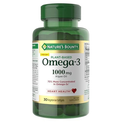 Nature's Bounty Omega 3, pflanzliches Omega-3-Fettsäure-Präparat, 520 mg, unterstützt die allgemeine Gesundheit einschließlich Herz, Haut, Gelenke, 30 vegetarische Softgels, Alternative zu Fischöl