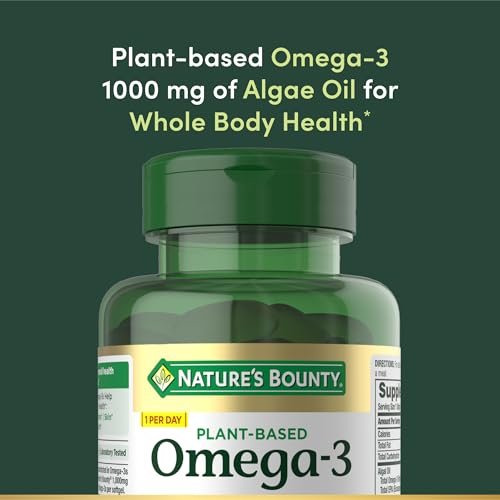 Nature's Bounty Omega 3, pflanzliches Omega-3-Fettsäure-Präparat, 520 mg, unterstützt die allgemeine Gesundheit einschließlich Herz, Haut, Gelenke, 30 vegetarische Softgels, Alternative zu Fischöl