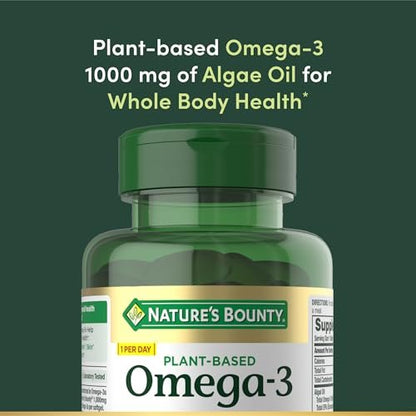 Nature's Bounty Omega 3, pflanzliches Omega-3-Fettsäure-Präparat, 520 mg, unterstützt die allgemeine Gesundheit einschließlich Herz, Haut, Gelenke, 30 vegetarische Softgels, Alternative zu Fischöl