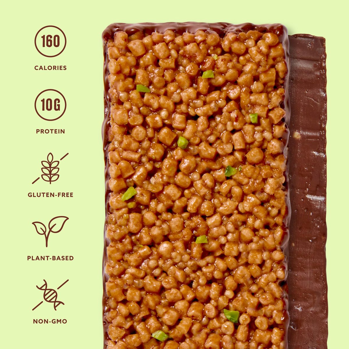 Mezcla Puff-Crispy Pflanzenproteinriegel – Pistazie Schokolade – Gesunde Snacks für Erwachsene & Dubai-Schokoladenfans – Reise- & Bürosnacks – Glutenfrei, Vegan, Ohne Gentechnik, 10g Protein – 12er Pack
