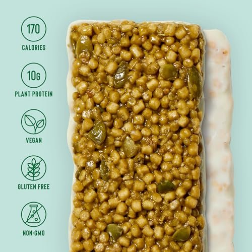 Mezcla Puff-Crispy Proteinriegel - Matcha Vanille - Vegane, glutenfreie Snacks mit 10g Protein für Erwachsene, Reisen, Büro & Schule - 12er Pack