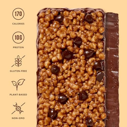 Mezcla Puff-Crispy Proteinriegel auf pflanzlicher Basis - Erdnussbutter Schokolade - Gesunde Snacks für Erwachsene & Kinder - Perfekt für Schule, Reisen & Büro - Glutenfrei, vegan, ohne Gentechnik, 10g Protein - 12er Pack