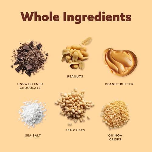 Mezcla Puff-Crispy Proteinriegel auf pflanzlicher Basis - Erdnussbutter Schokolade - Gesunde Snacks für Erwachsene & Kinder - Perfekt für Schule, Reisen & Büro - Glutenfrei, vegan, ohne Gentechnik, 10g Protein - 12er Pack