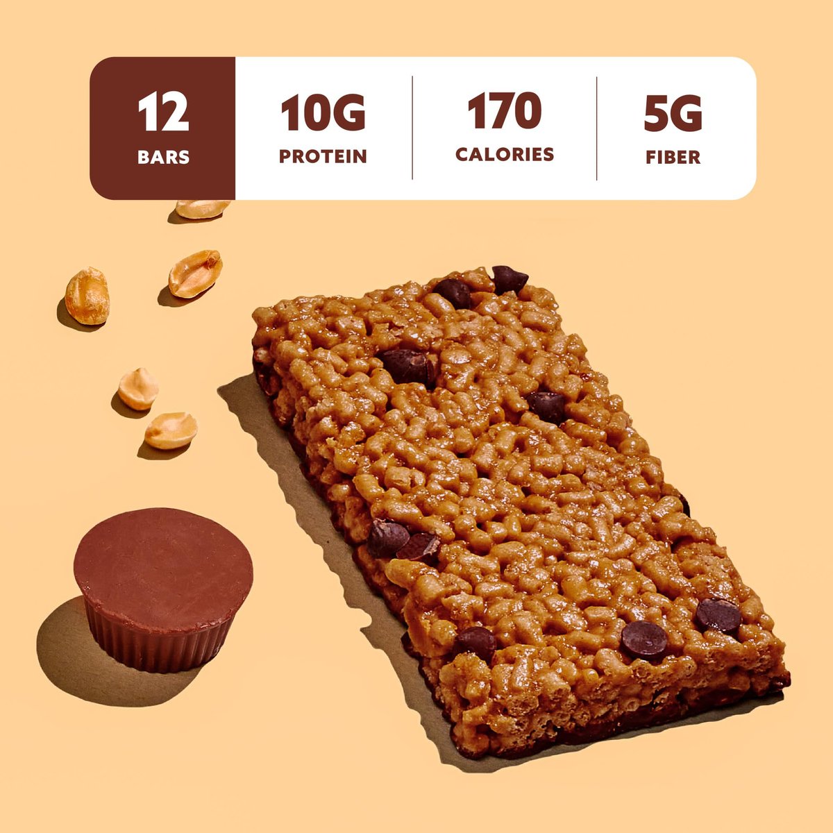Mezcla Puff-Crispy Proteinriegel auf pflanzlicher Basis - Erdnussbutter Schokolade - Gesunde Snacks für Erwachsene & Kinder - Perfekt für Schule, Reisen & Büro - Glutenfrei, vegan, ohne Gentechnik, 10g Protein - 12er Pack
