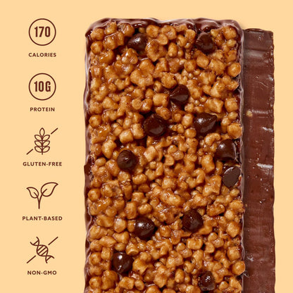 Mezcla Puff-Crispy Proteinriegel auf pflanzlicher Basis - Erdnussbutter Schokolade - Gesunde Snacks für Erwachsene & Kinder - Perfekt für Schule, Reisen & Büro - Glutenfrei, vegan, ohne Gentechnik, 10g Protein - 12er Pack