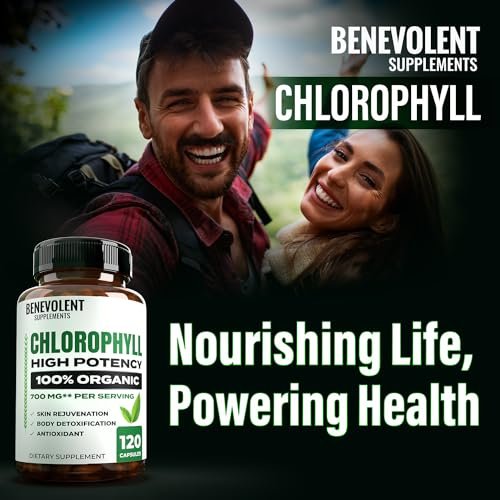 Benevolent Nourishment Chlorophyll Nahrungsergänzungsmittel – Detox & Immununterstützung, innerer Deodorant, Kapseln (120 Stück)