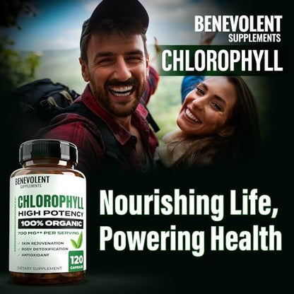Benevolent Nourishment Chlorophyll Nahrungsergänzungsmittel – Detox & Immununterstützung, innerer Deodorant, Kapseln (120 Stück)