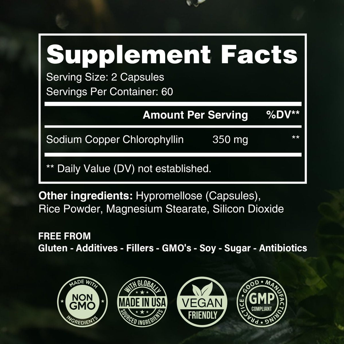 Benevolent Nourishment Chlorophyll Nahrungsergänzungsmittel – Detox & Immununterstützung, innerer Deodorant, Kapseln (120 Stück)