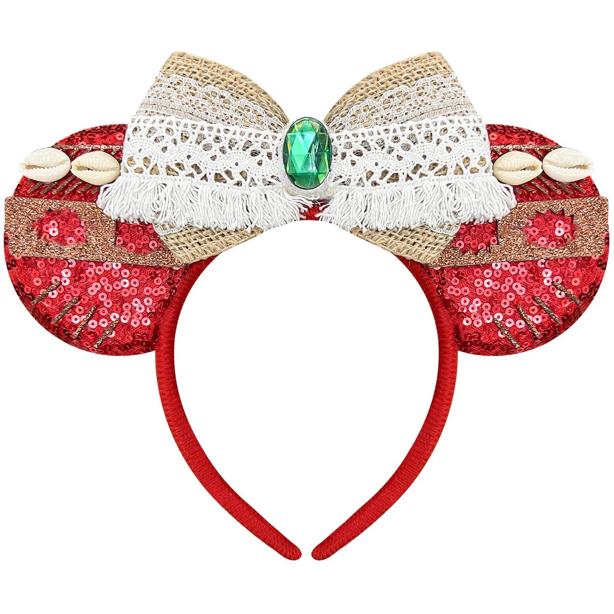 Bmobuo Mausohren Stirnband – Rotes Ozean-Stirnband für Damen, Cosplay-Kopfschmuck für Prinzessin, Hawaii, Geburtstagsfeier