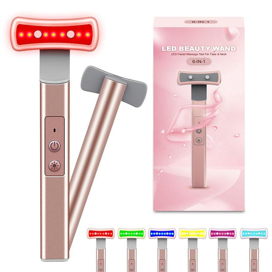 6-in-1 LED-Lichttherapie-Gesichtsgerät: Falten reduzieren & Haut verjüngen mit Rotlicht, Mikrostrom & Vibration