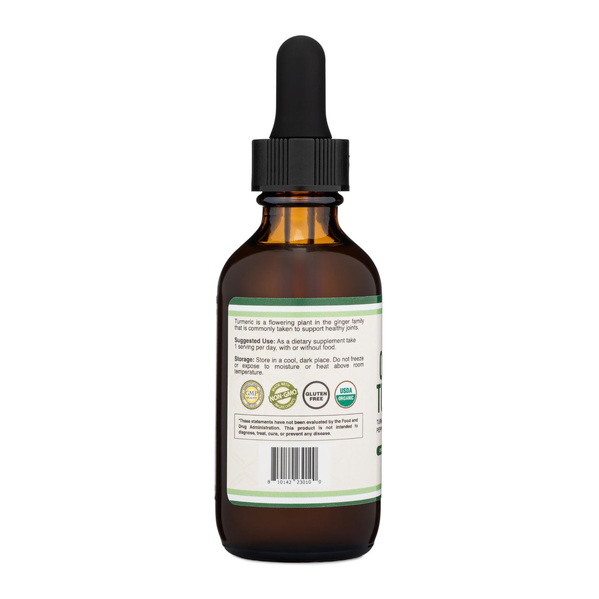 Bio Kurkuma Curcumin mit Schwarzem Pfeffer Tropfen – 1.180 mg, 60 Portionen, 2 Fl Oz – mit Ingwer, Rosmarin & Salbei – von Double Wood