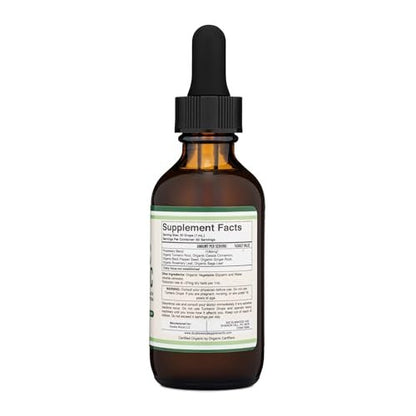 Bio Kurkuma Curcumin mit Schwarzem Pfeffer Tropfen – 1.180 mg, 60 Portionen, 2 Fl Oz – mit Ingwer, Rosmarin & Salbei – von Double Wood