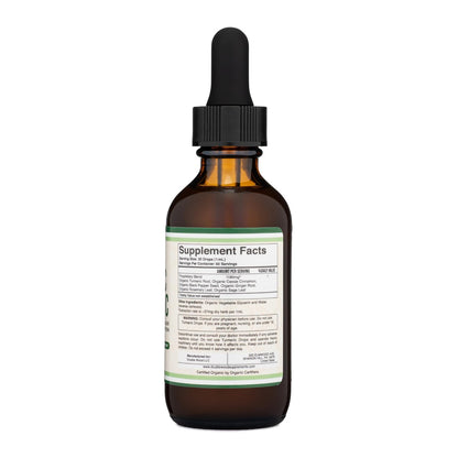 Bio Kurkuma Curcumin mit Schwarzem Pfeffer Tropfen – 1.180 mg, 60 Portionen, 2 Fl Oz – mit Ingwer, Rosmarin & Salbei – von Double Wood