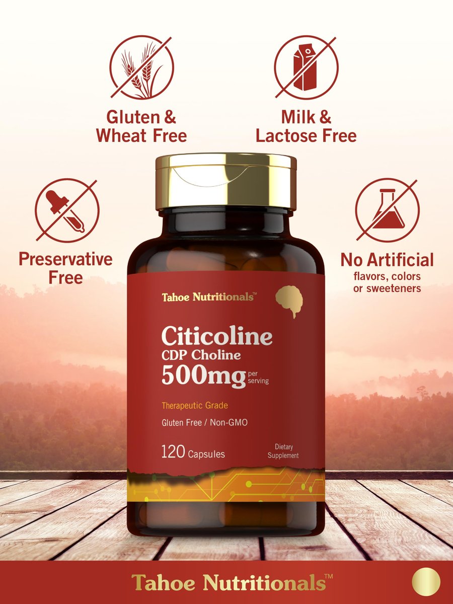 Tahoe Nutritionals Citicolin Supplement | 500mg | 120 Kapseln | CDP-Cholin | Therapeutische Qualität | Non-GMO & Glutenfrei