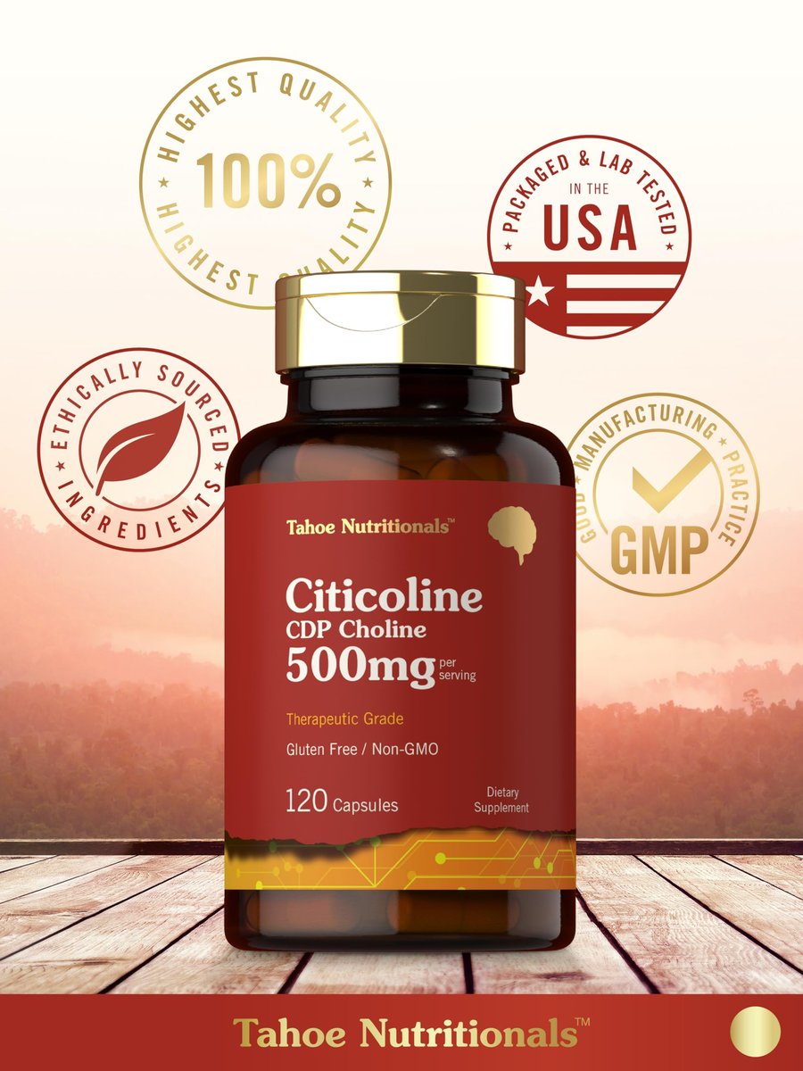 Tahoe Nutritionals Citicolin Supplement | 500mg | 120 Kapseln | CDP-Cholin | Therapeutische Qualität | Non-GMO & Glutenfrei