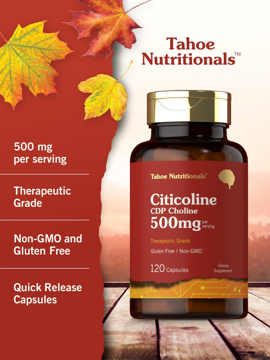 Tahoe Nutritionals Citicolin Supplement | 500mg | 120 Kapseln | CDP-Cholin | Therapeutische Qualität | Non-GMO & Glutenfrei
