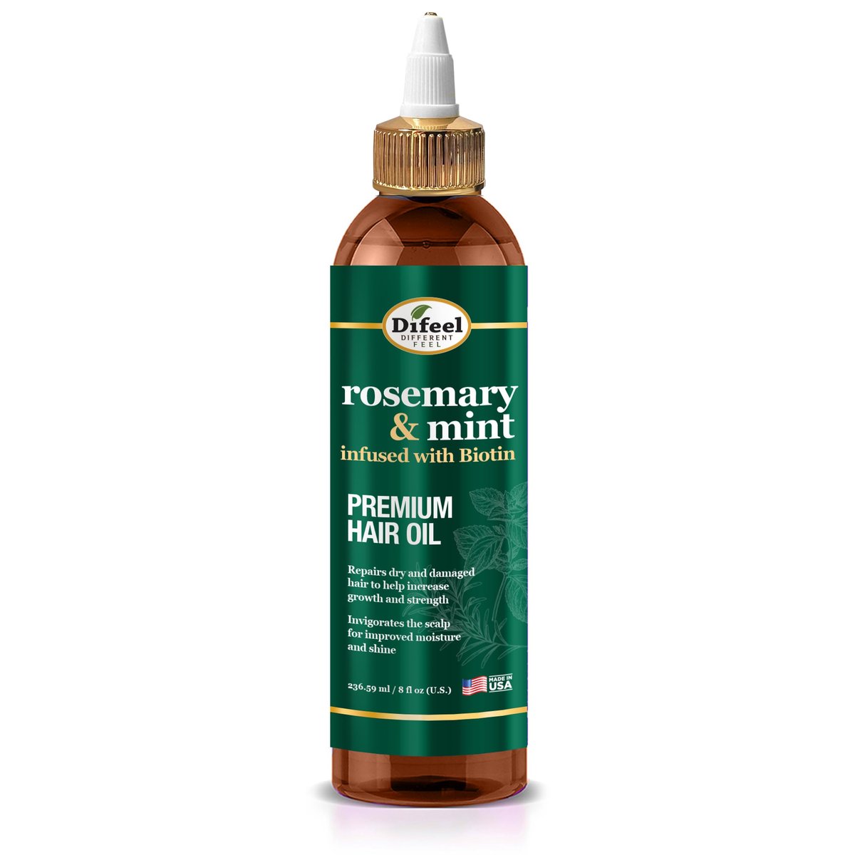 Difeel Rosmarin und Minze Premium Haaröl mit Biotin 8 oz. - Natürliches Öl für Haarwachstum