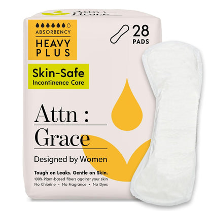 Attn: Grace Heavy Plus Inkontinenz-Einlagen für Frauen, 28er-Pack – Pflanzenbasiert, Hohe Saugfähigkeit, Atmungsaktiv – Einlagen für starke Blasenschwäche & empfindliche Haut
