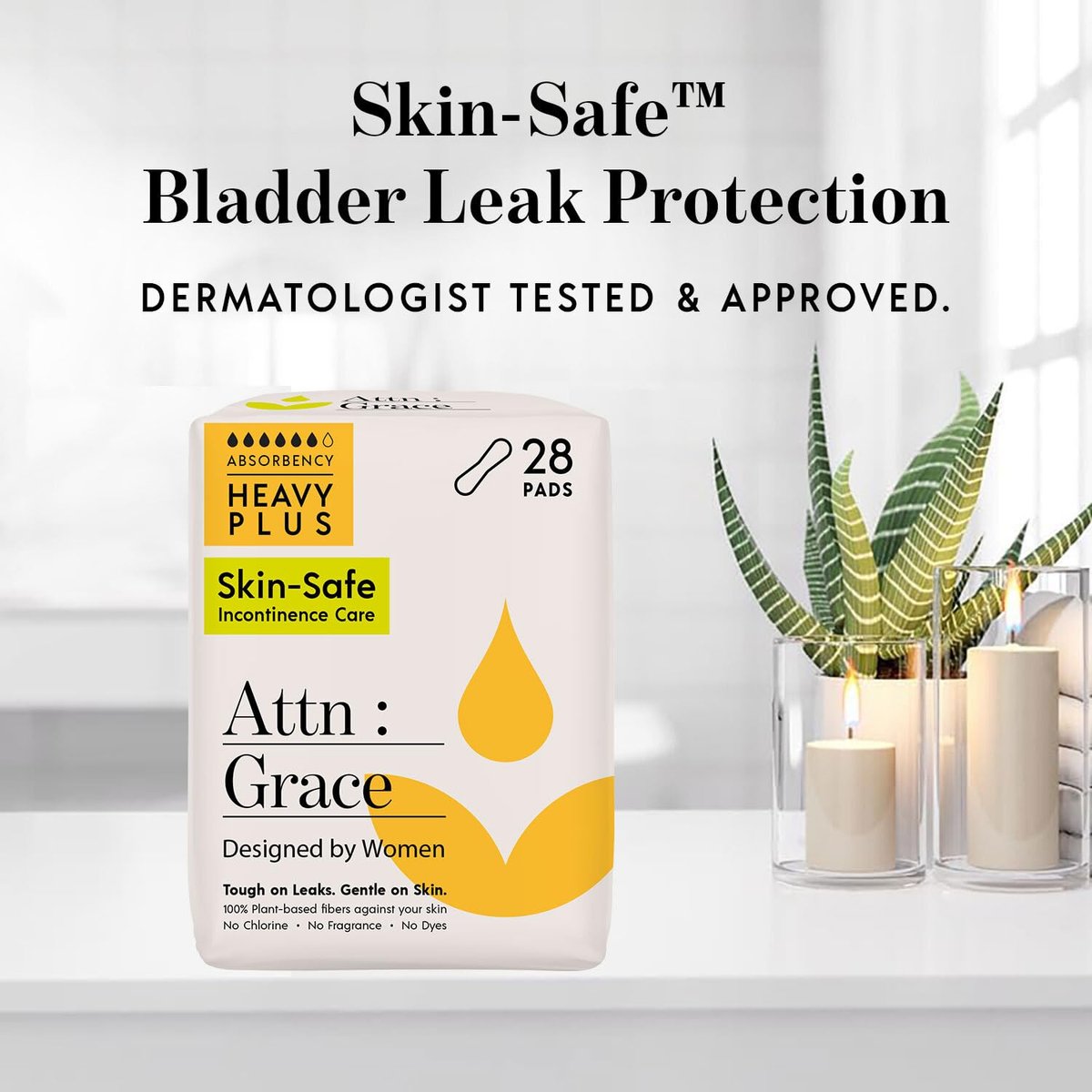 Attn: Grace Heavy Plus Inkontinenz-Einlagen für Frauen, 28er-Pack – Pflanzenbasiert, Hohe Saugfähigkeit, Atmungsaktiv – Einlagen für starke Blasenschwäche & empfindliche Haut
