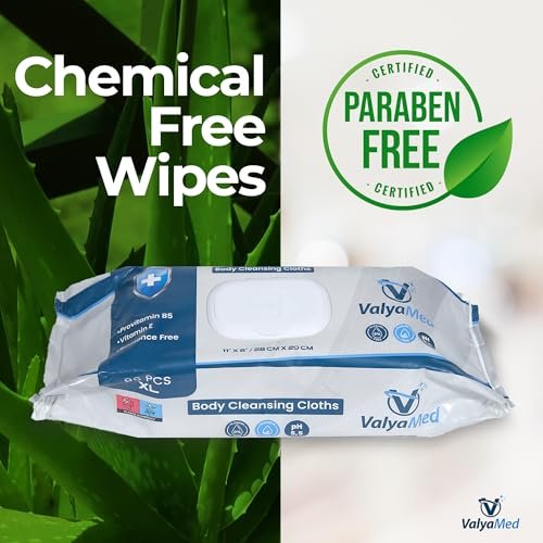 ValyaMed Körperpflegetücher für Erwachsene, XL für den ganzen Körper, Erwachsene und Senioren, Alkoholfrei, Parfümfrei, mit Vitamin E und Provitamin B5, 28 x 20 cm, 96 Tücher (Einzelpackung)