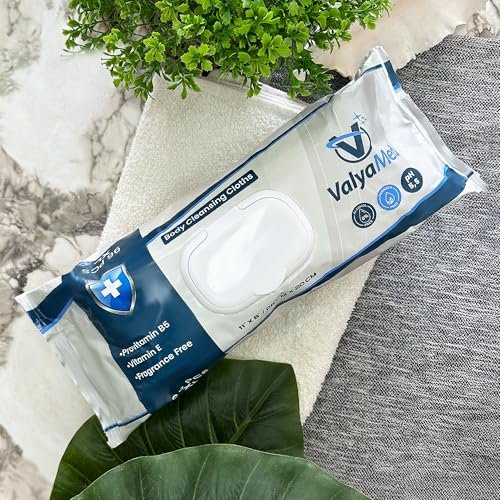 ValyaMed Körperpflegetücher für Erwachsene, XL für den ganzen Körper, Erwachsene und Senioren, Alkoholfrei, Parfümfrei, mit Vitamin E und Provitamin B5, 28 x 20 cm, 96 Tücher (Einzelpackung)