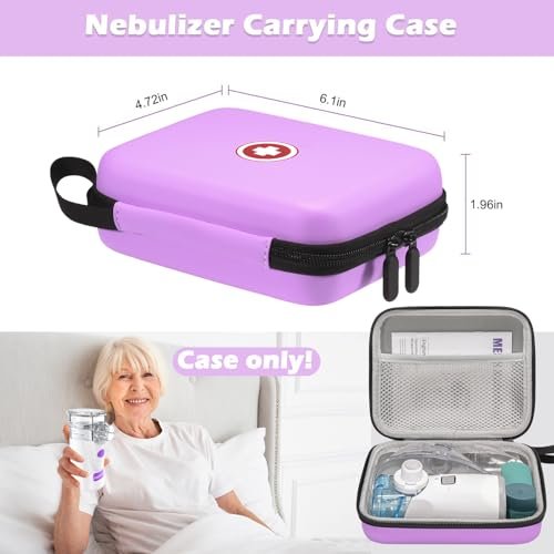 Klawdsky Tragetasche für tragbaren Vernebler, Reise-Medizintasche, Hartschalen-Notfalltasche für Inhalator-Spacer für Erwachsene (nur Tasche) Lila