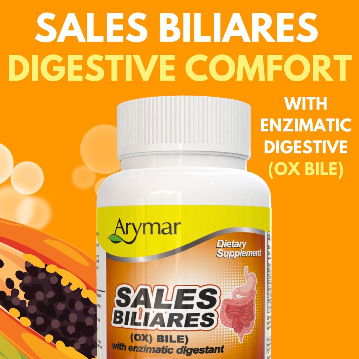 Arymar Sales Biliares Ox Galle mit Verdauungsenzymen 60 Tabletten