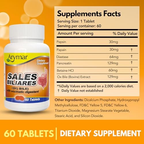 Arymar Sales Biliares Ox Galle mit Verdauungsenzymen 60 Tabletten
