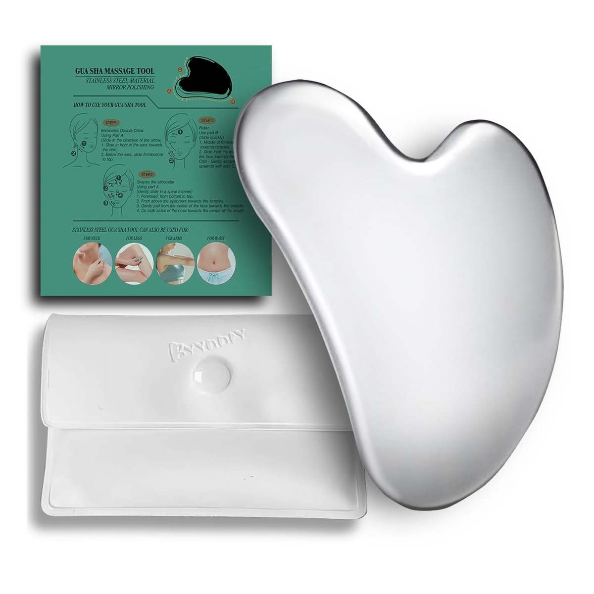 BYYDDIY Kugelförmiges Edelstahl Gua Sha Gesichts-Werkzeug – Metall Gua Sha für Gesicht, straffende Hautmassage, Schönheitswerkzeug für Körper und Augen (W-s)