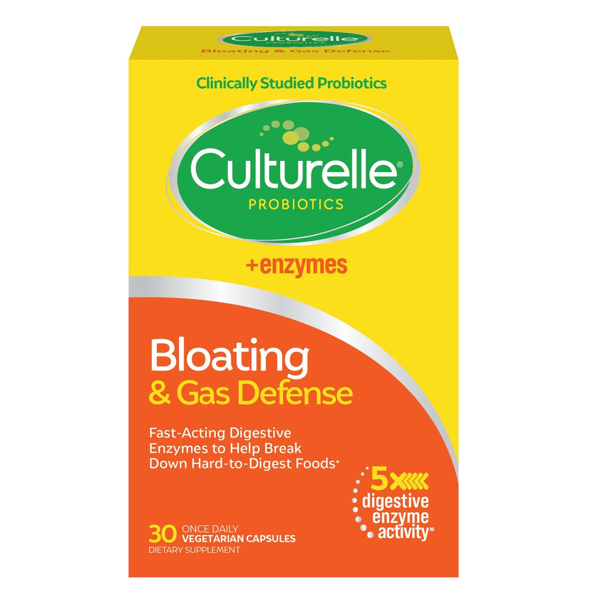 Culturelle Blähungen & Gas Abwehr – Verdauungsenzyme & Probiotika für die Verdauungsgesundheit, 30 Kapseln, unterstützt bei gelegentlichen Verdauungsbeschwerden
