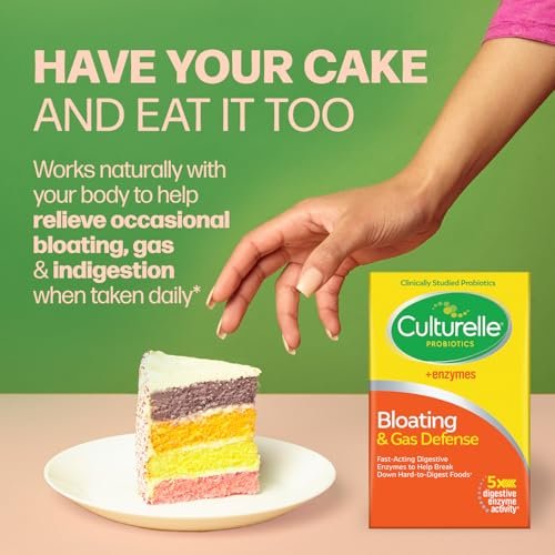Culturelle Blähungen & Gas Abwehr – Verdauungsenzyme & Probiotika für die Verdauungsgesundheit, 30 Kapseln, unterstützt bei gelegentlichen Verdauungsbeschwerden